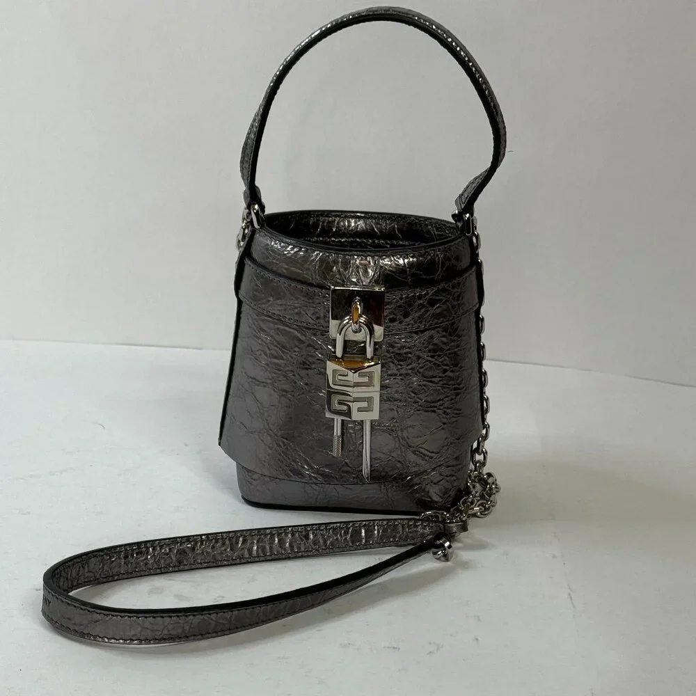 Givenchy Shark Lock Micro Bucket Bag -  in Metallized Laminated Leather - Picture 3 of 6